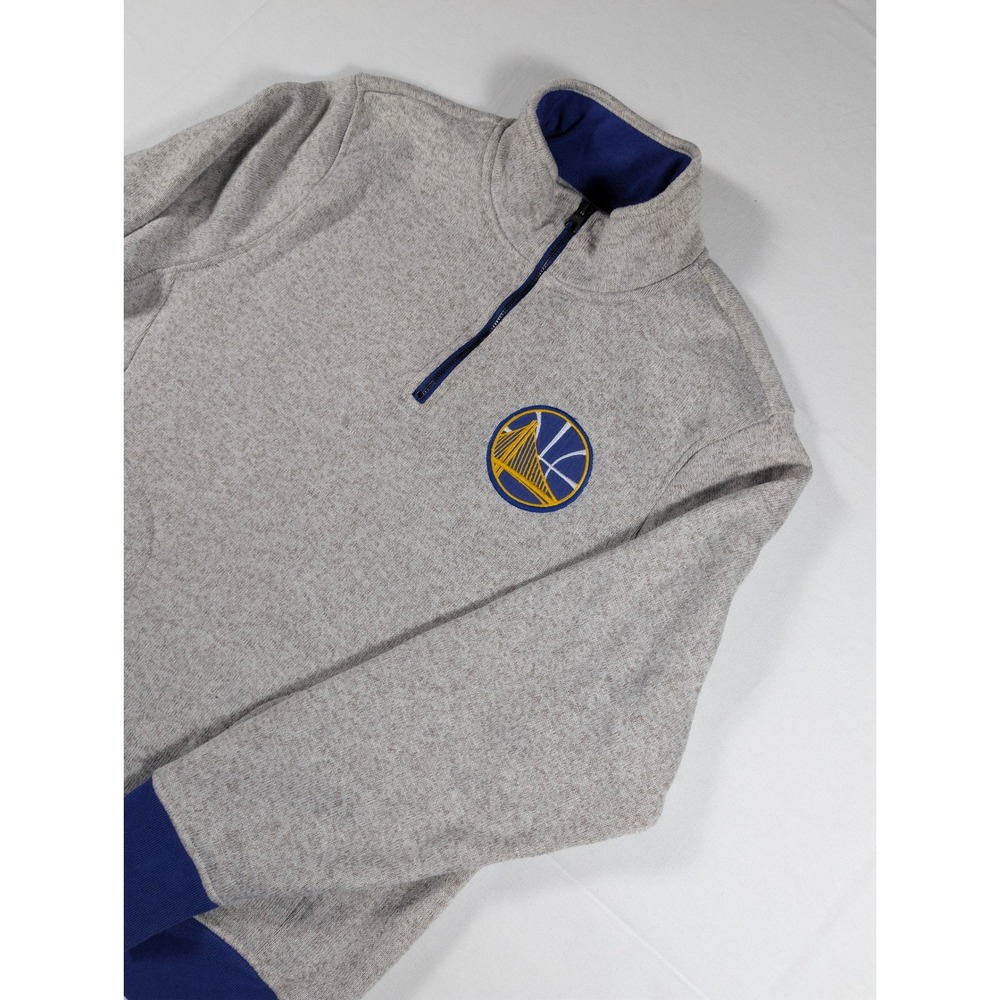 47 Brand Golden State Warriors NBA Quarter Zip Pullover Gray Blue Mens Large